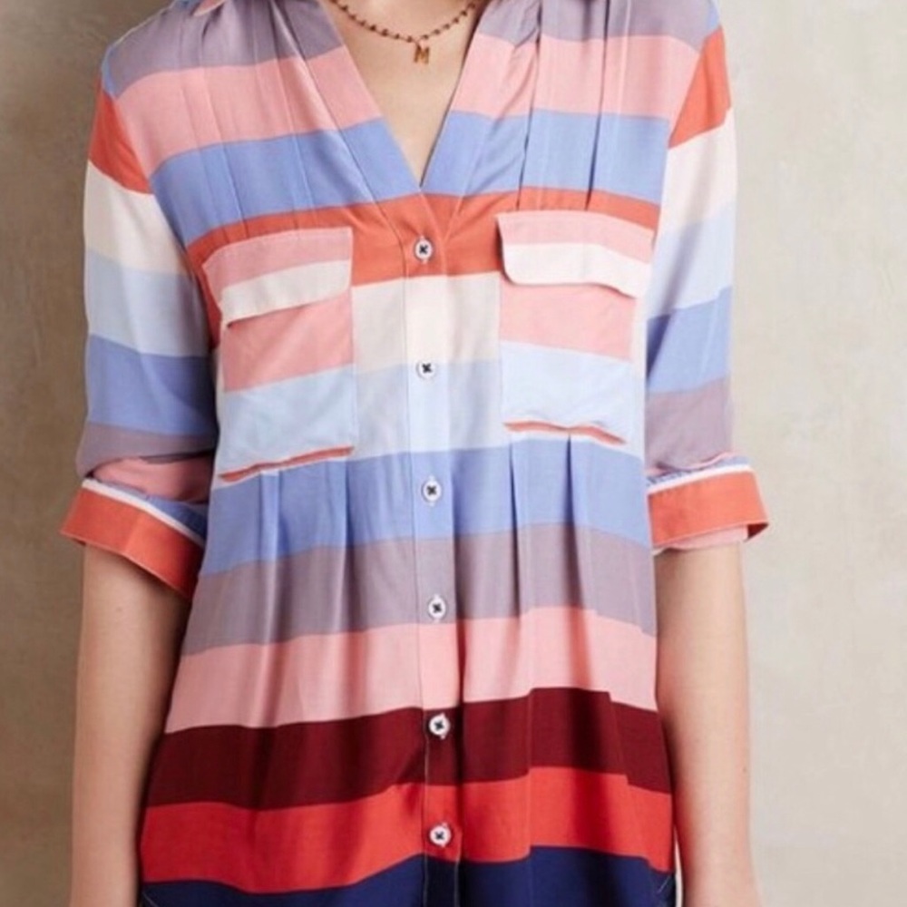 Maeve Anthropologie Stripe Button Down 12